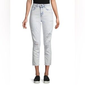 L'AGENCE Sz 30 Women's El Matador Slim Fit Destroy Crop Jeans Ghost Destructed